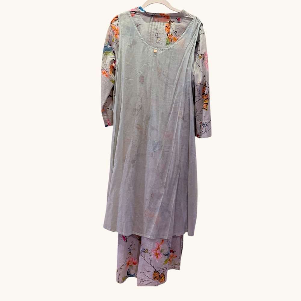LA CERA 100% Cotton Voile Lined Hummingbird Caftan - Picture 10 of 14